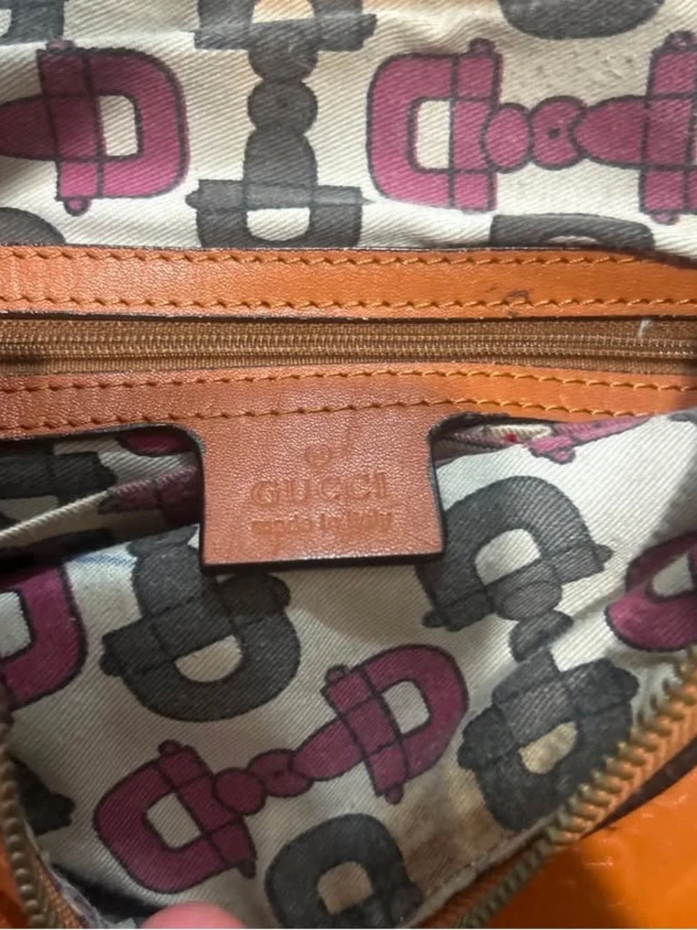 Gucci Orange Embossed Leather Shoulder Hobo